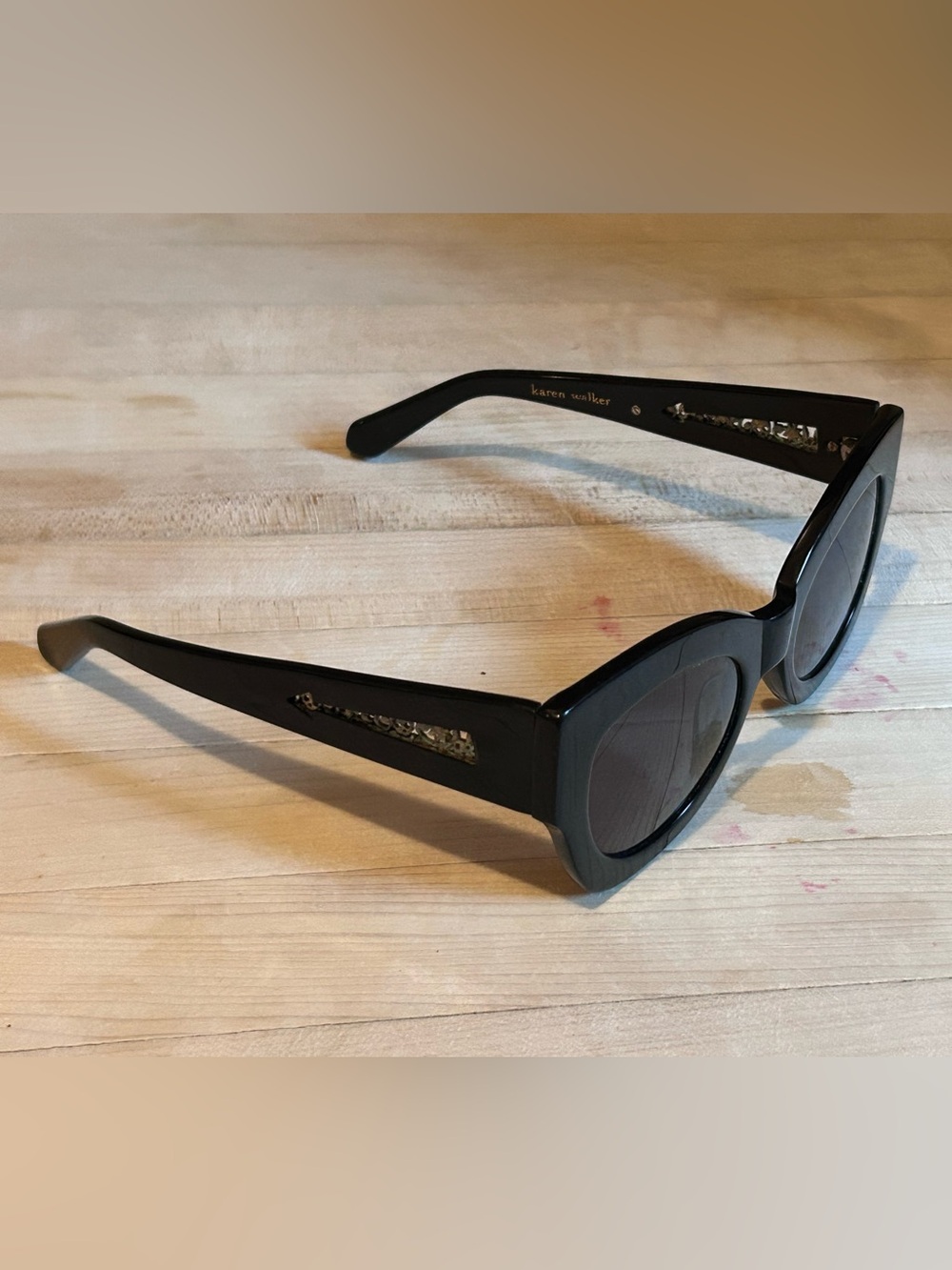 Karen Walker Black Cat-Eye Women's Sunglasses - Picture 4 of 9